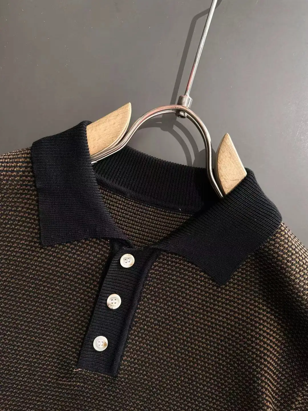 Textured Knit Striped Polo Shirt D20014860 — view 3