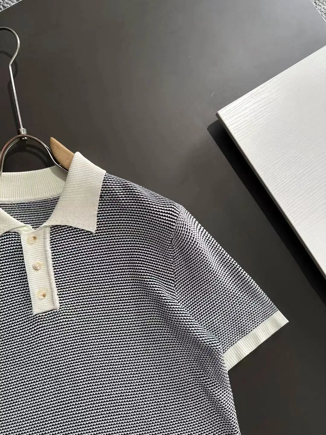 Textured Stripe Knit Polo Shirt D20014858 — view 2