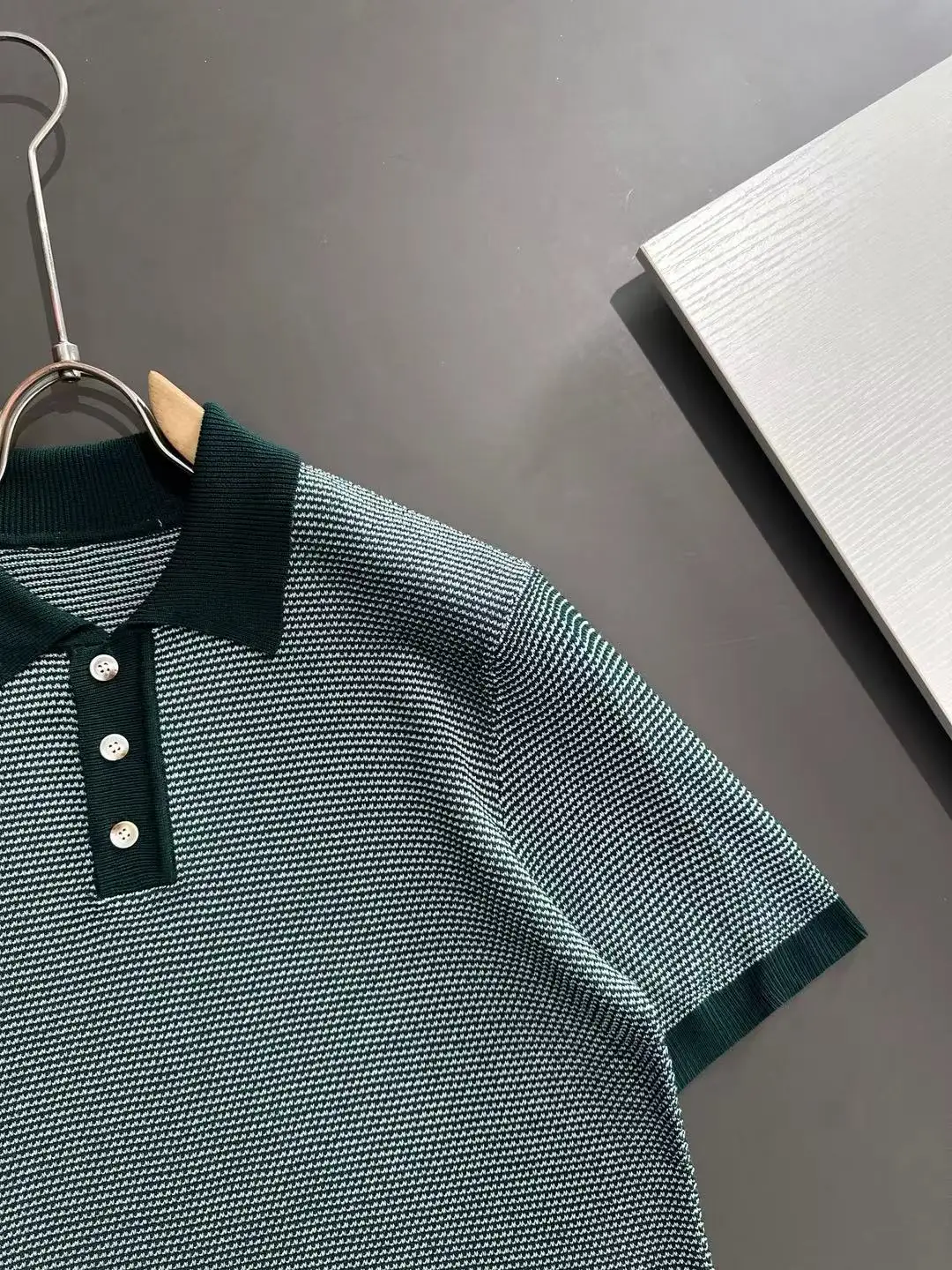 Textured Striped Knit Polo Shirt D20014859 — view 2