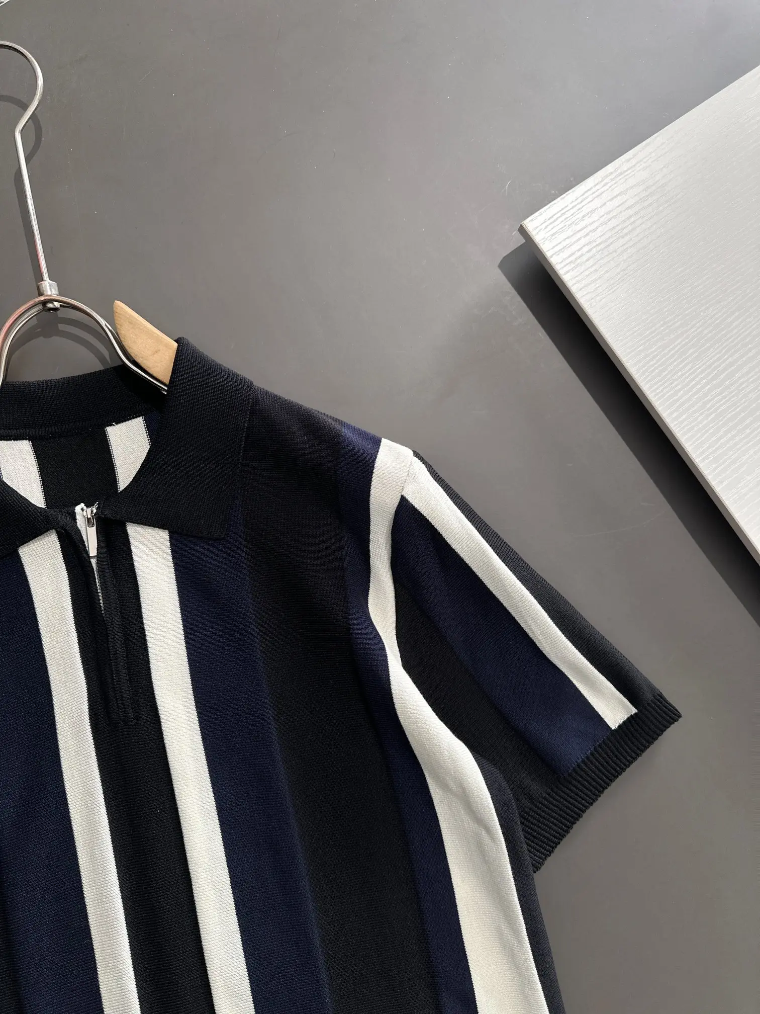 Striped Knit Half-Zip Polo Shirt D20014857 — view 2