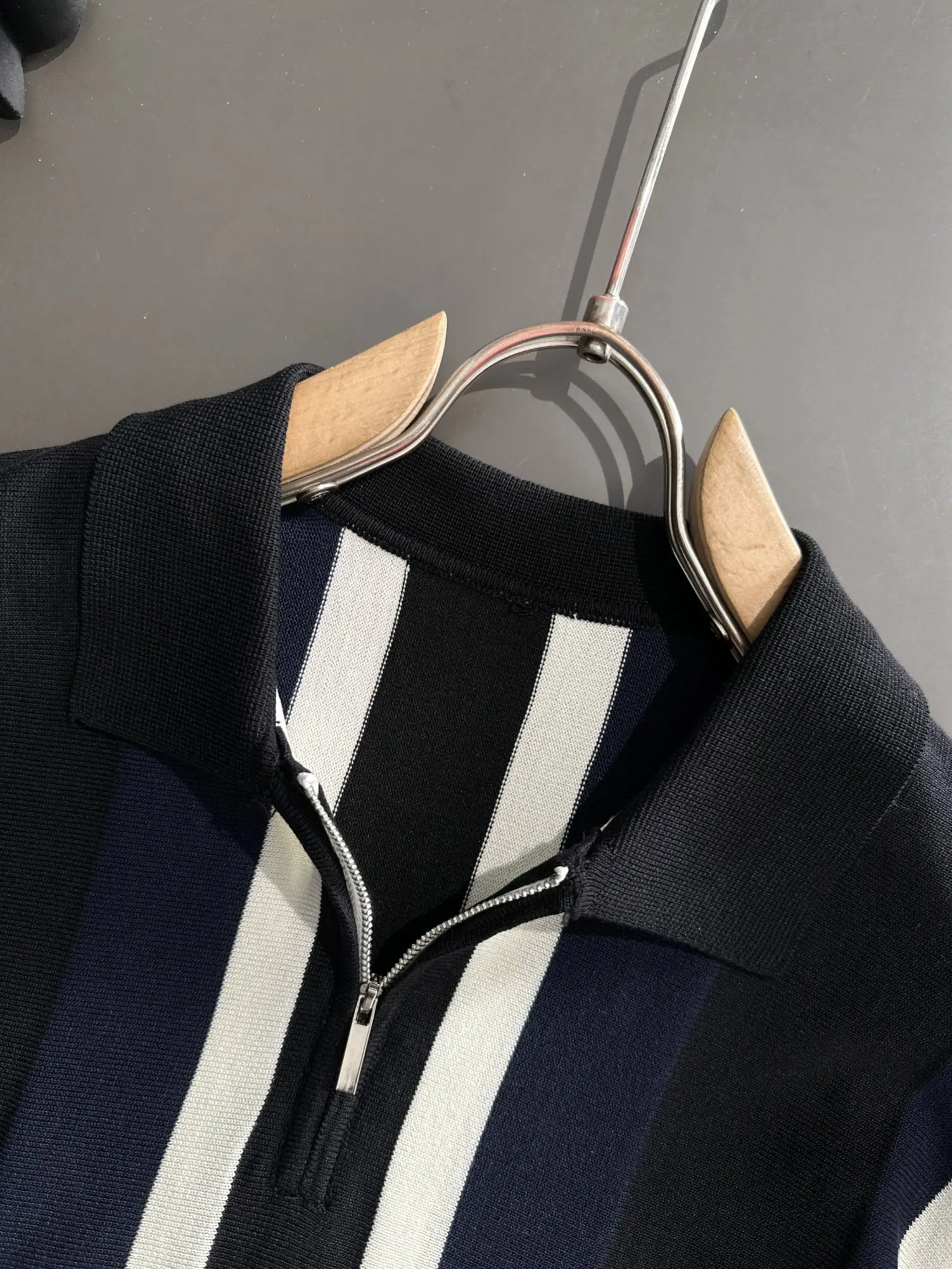Striped Knit Half-Zip Polo Shirt D20014857 — view 3