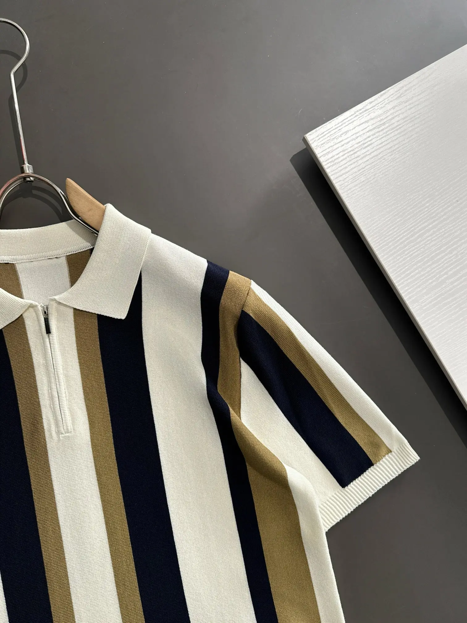 Striped Knit Half-Zip Polo Shirt D20014856 — view 2