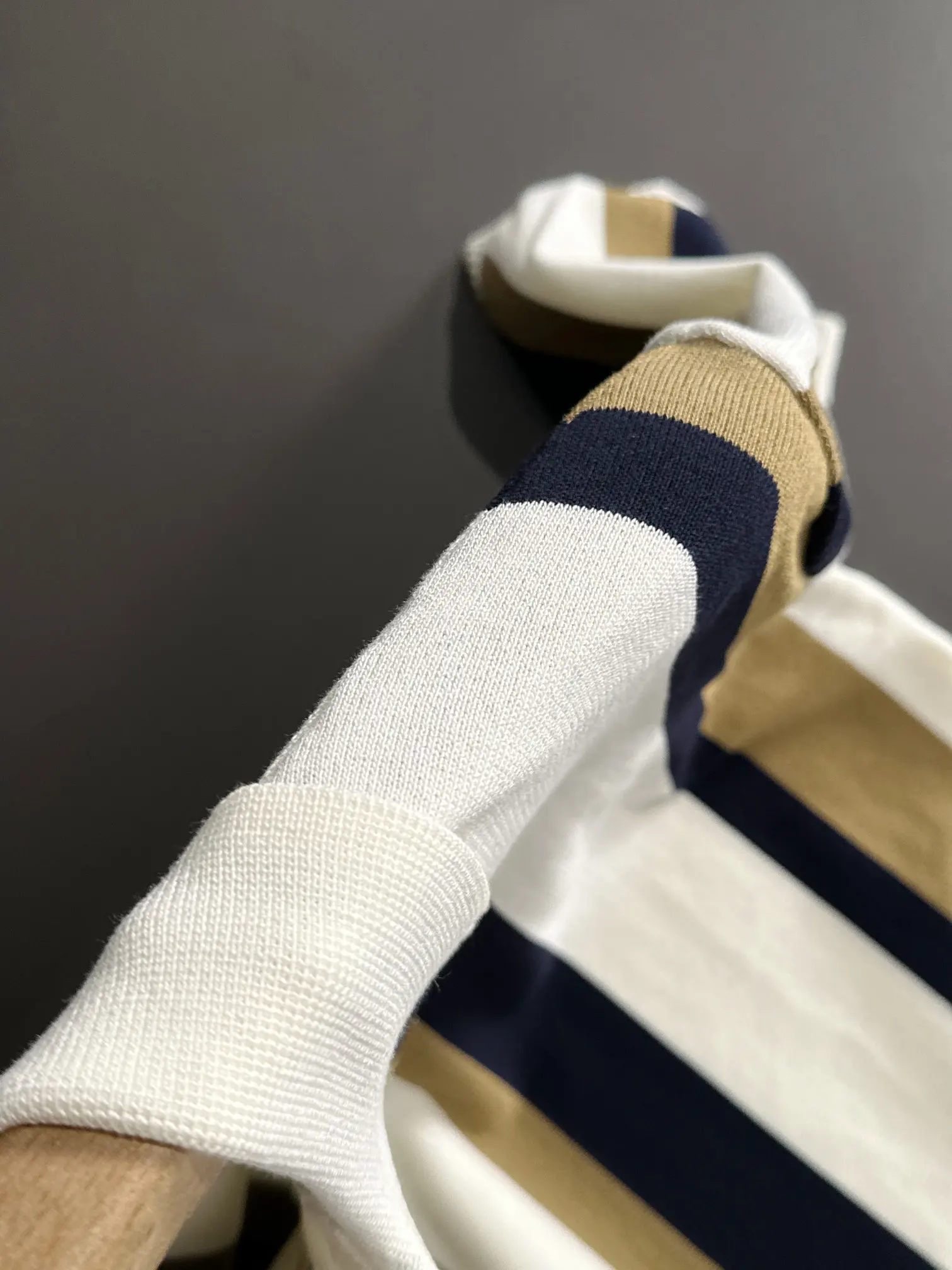 Striped Knit Half-Zip Polo Shirt D20014856 — view 4