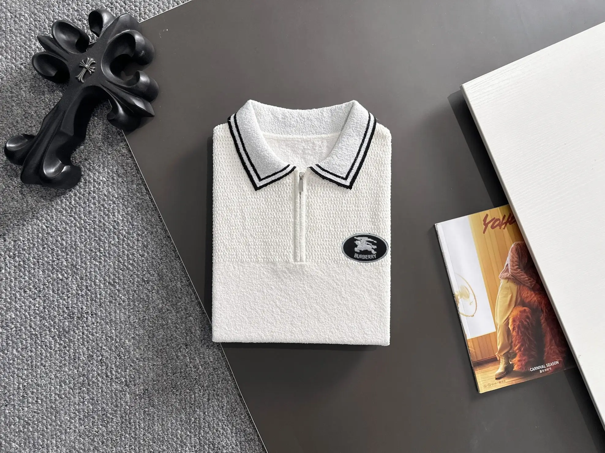 Contrast-Trim Half-Zip Knit Polo Shirt D20014788 — view 8