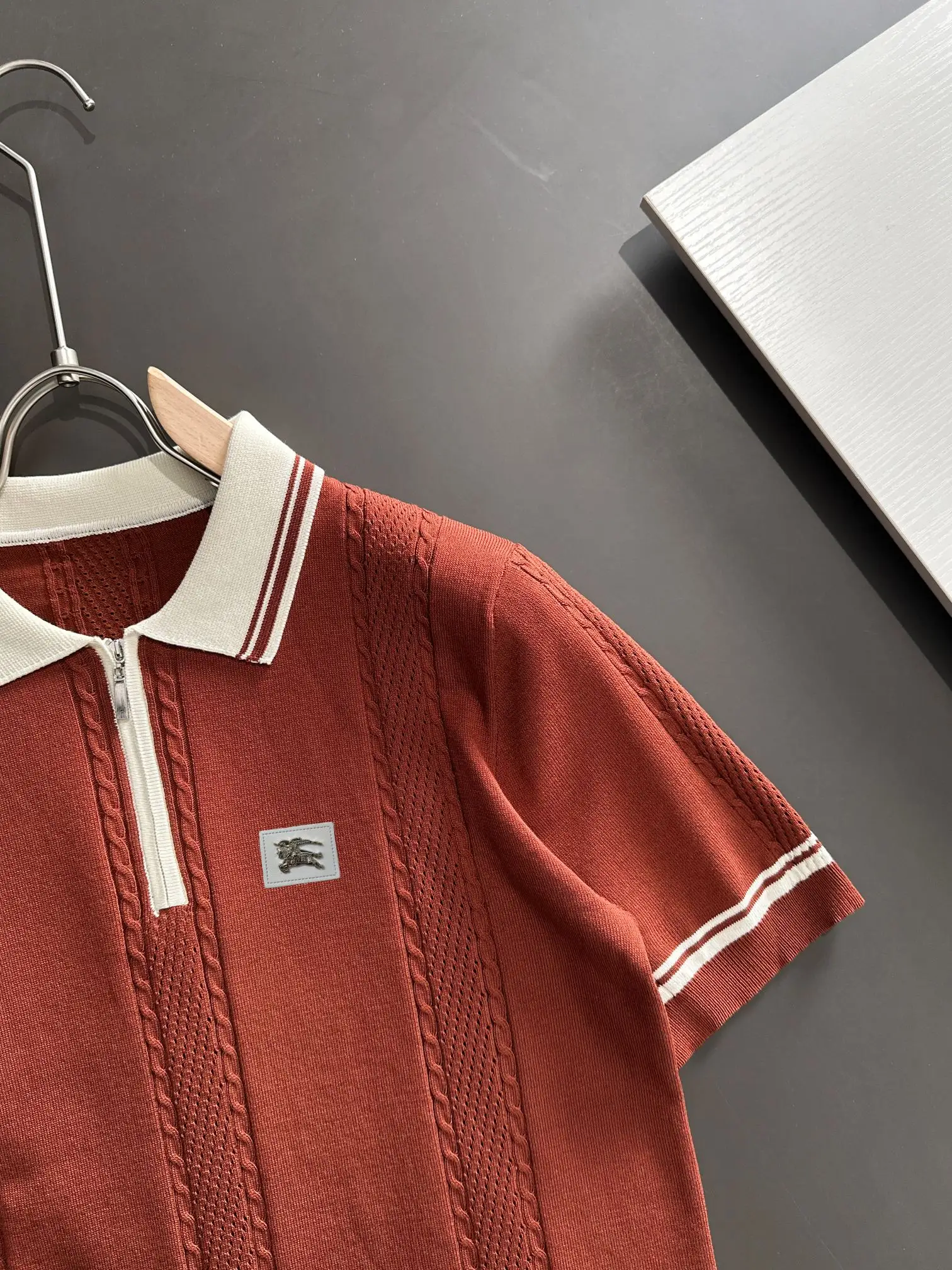 Half-Zip Cable-Knit Silk-Blend Polo Shirt D20014812 — view 2