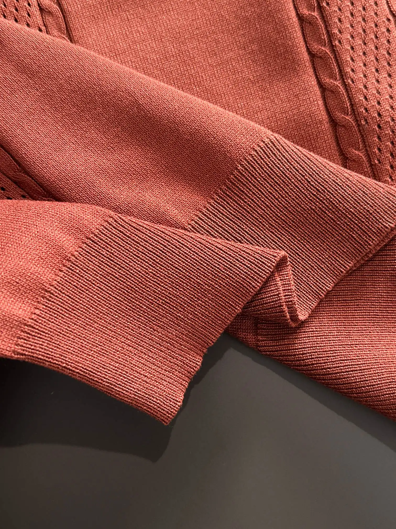 Half-Zip Cable-Knit Silk-Blend Polo Shirt D20014812 — view 5