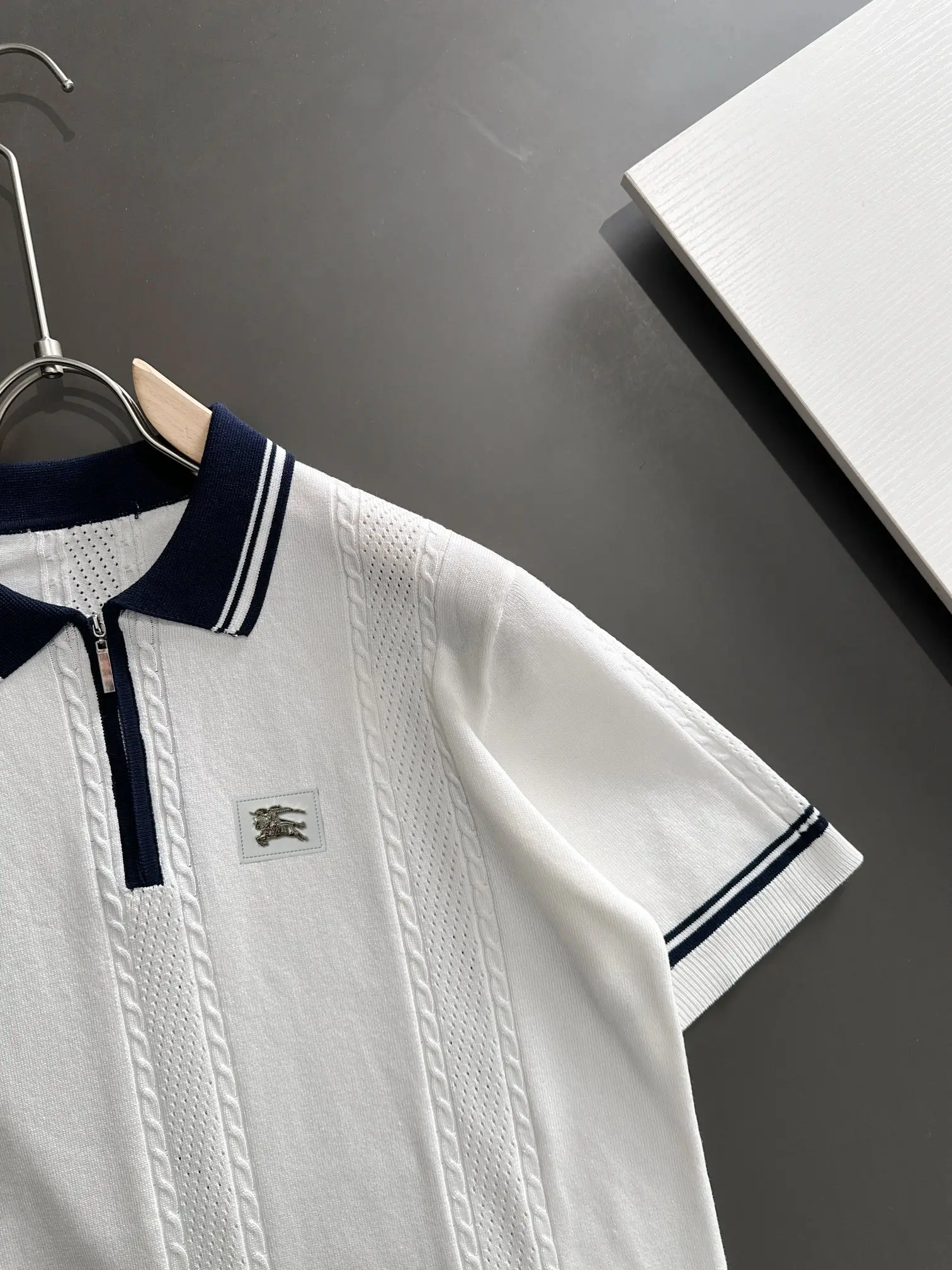 Contrast-Tip Half-Zip Knit Polo Shirt D20014811 — view 2
