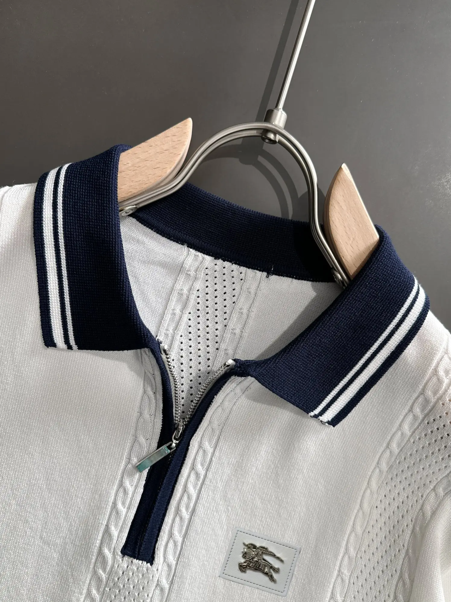 Contrast-Tip Half-Zip Knit Polo Shirt D20014811 — view 3