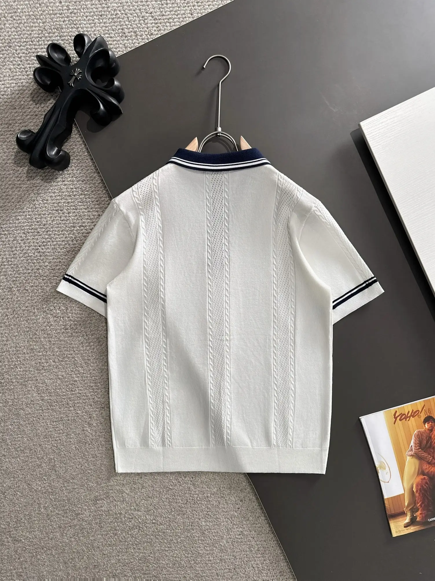 Contrast-Tip Half-Zip Knit Polo Shirt D20014811 — view 9