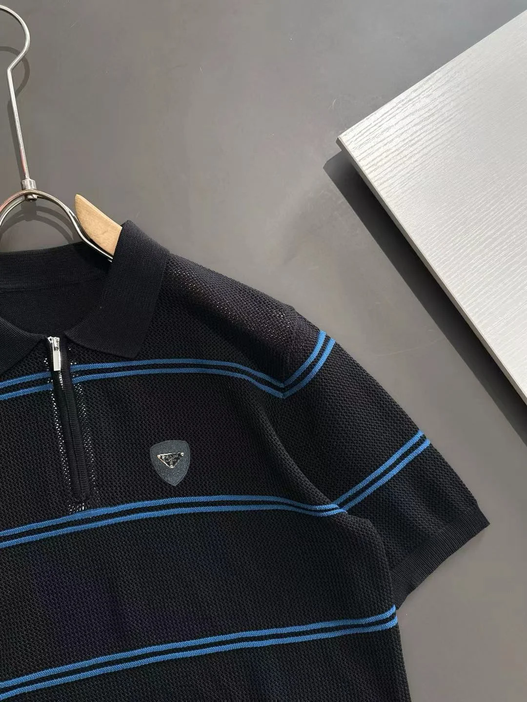 Striped Knit Half-Zip Polo Shirt D20014785 — view 2
