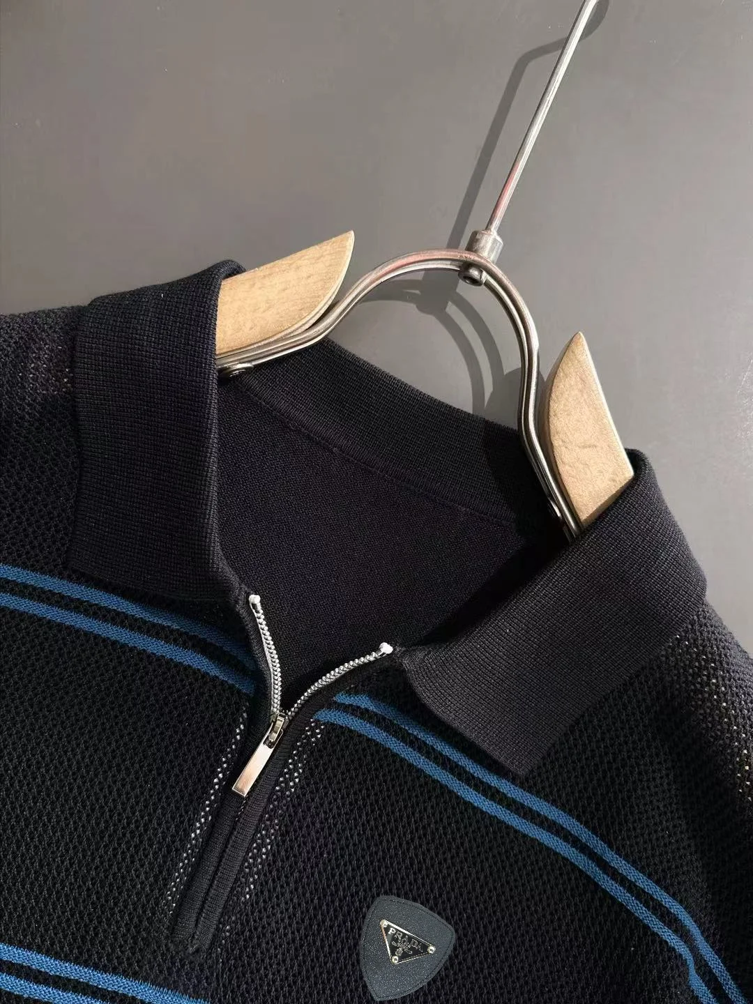 Striped Knit Half-Zip Polo Shirt D20014785 — view 3