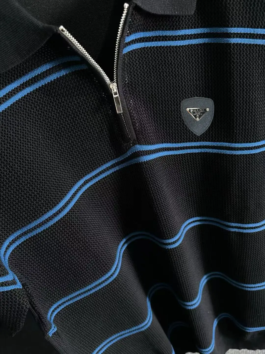 Striped Knit Half-Zip Polo Shirt D20014785 — view 7