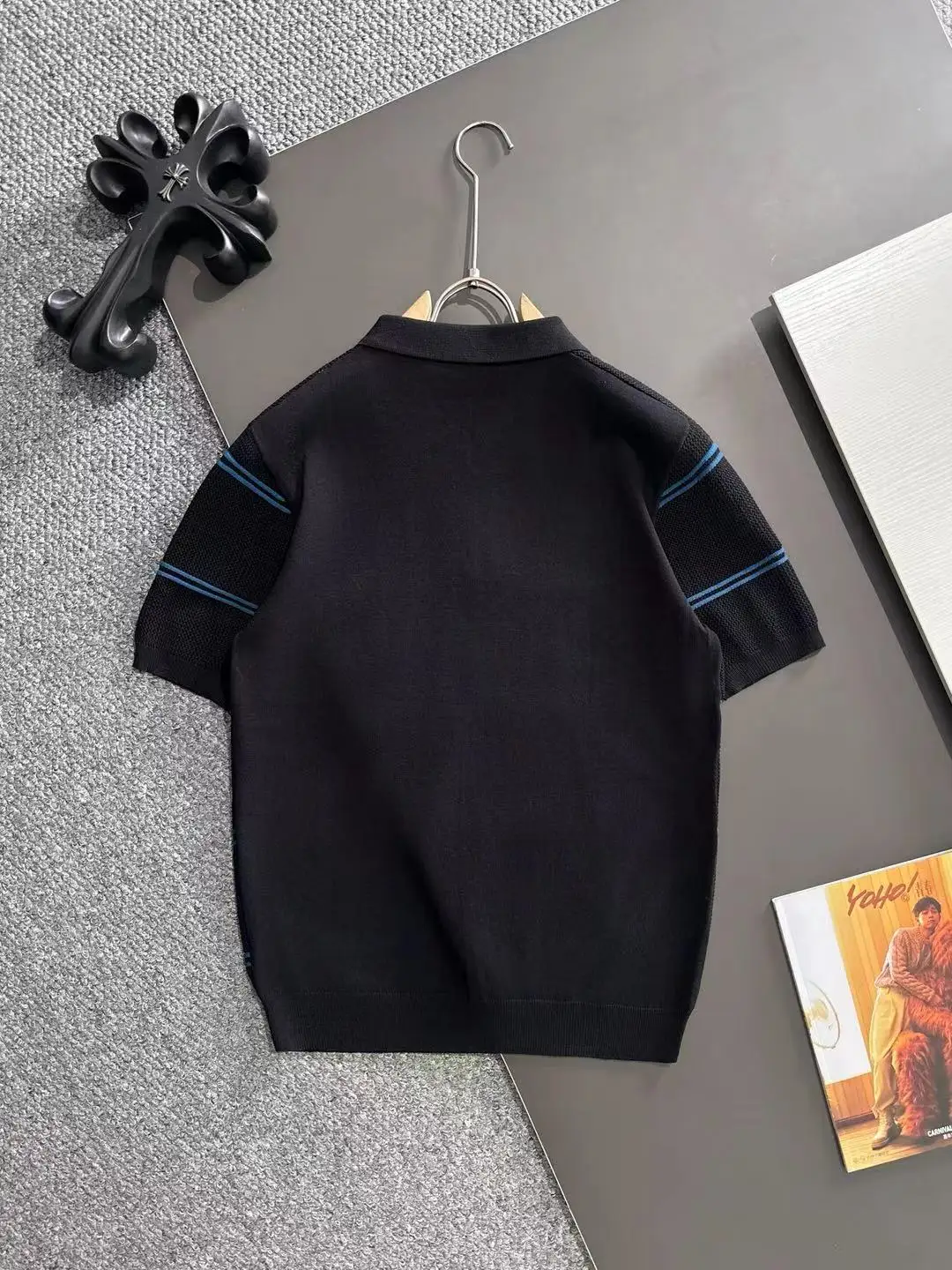 Striped Knit Half-Zip Polo Shirt D20014785 — view 9