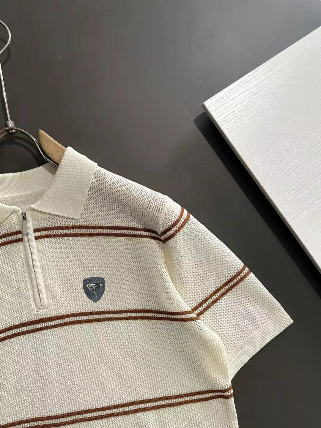 Striped Knit Half-Zip Polo Shirt D20014786 — view 2