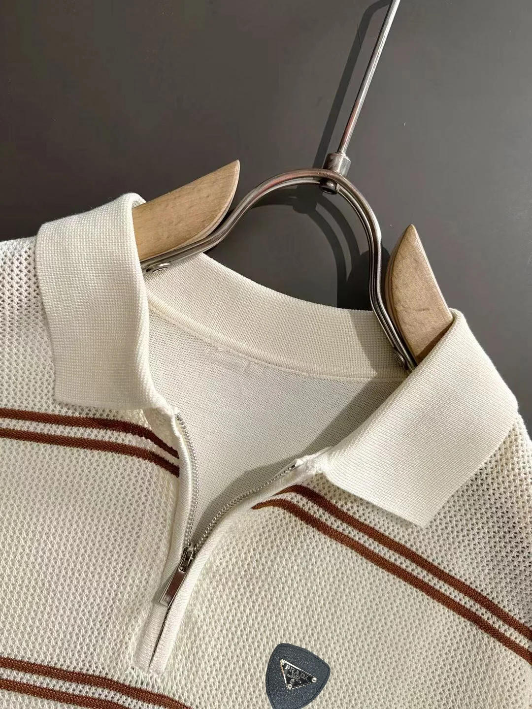 Striped Knit Half-Zip Polo Shirt D20014786 — view 3