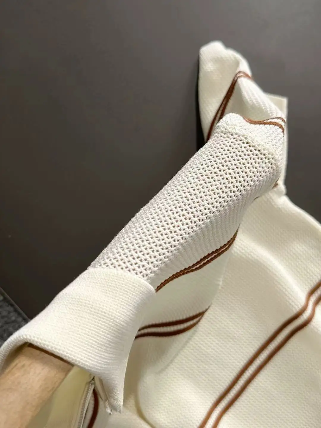 Striped Knit Half-Zip Polo Shirt D20014786 — view 4