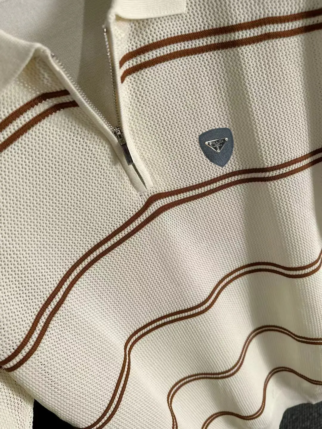 Striped Knit Half-Zip Polo Shirt D20014786 — view 7
