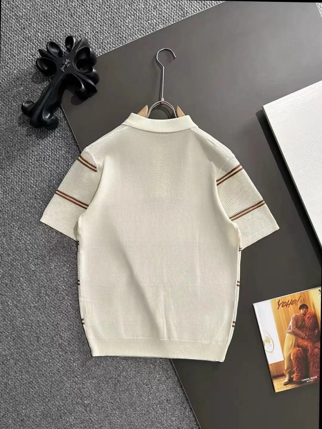 Striped Knit Half-Zip Polo Shirt D20014786 — view 9