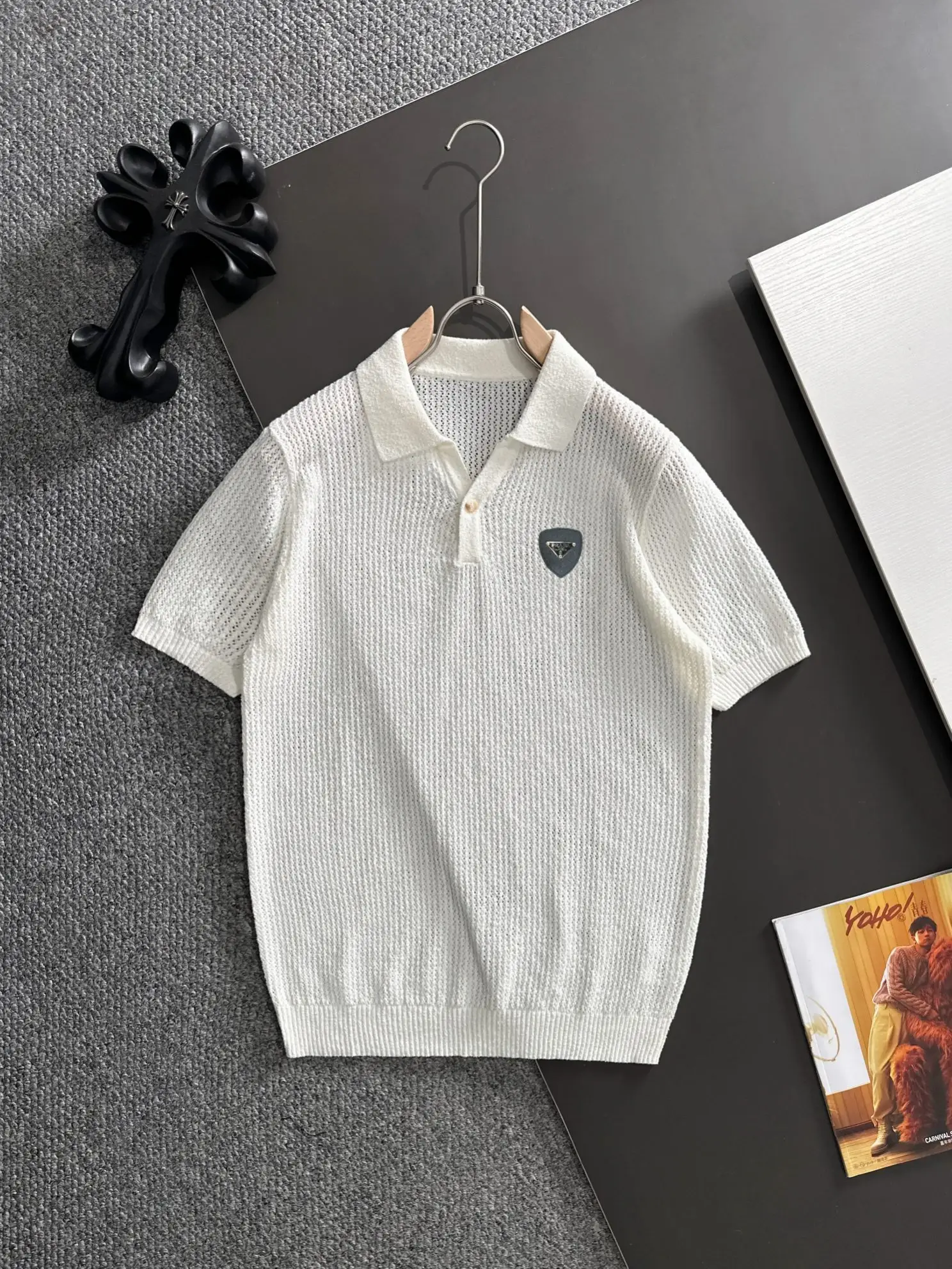 Open-Knit Cotton-Blend Polo Shirt D20014804