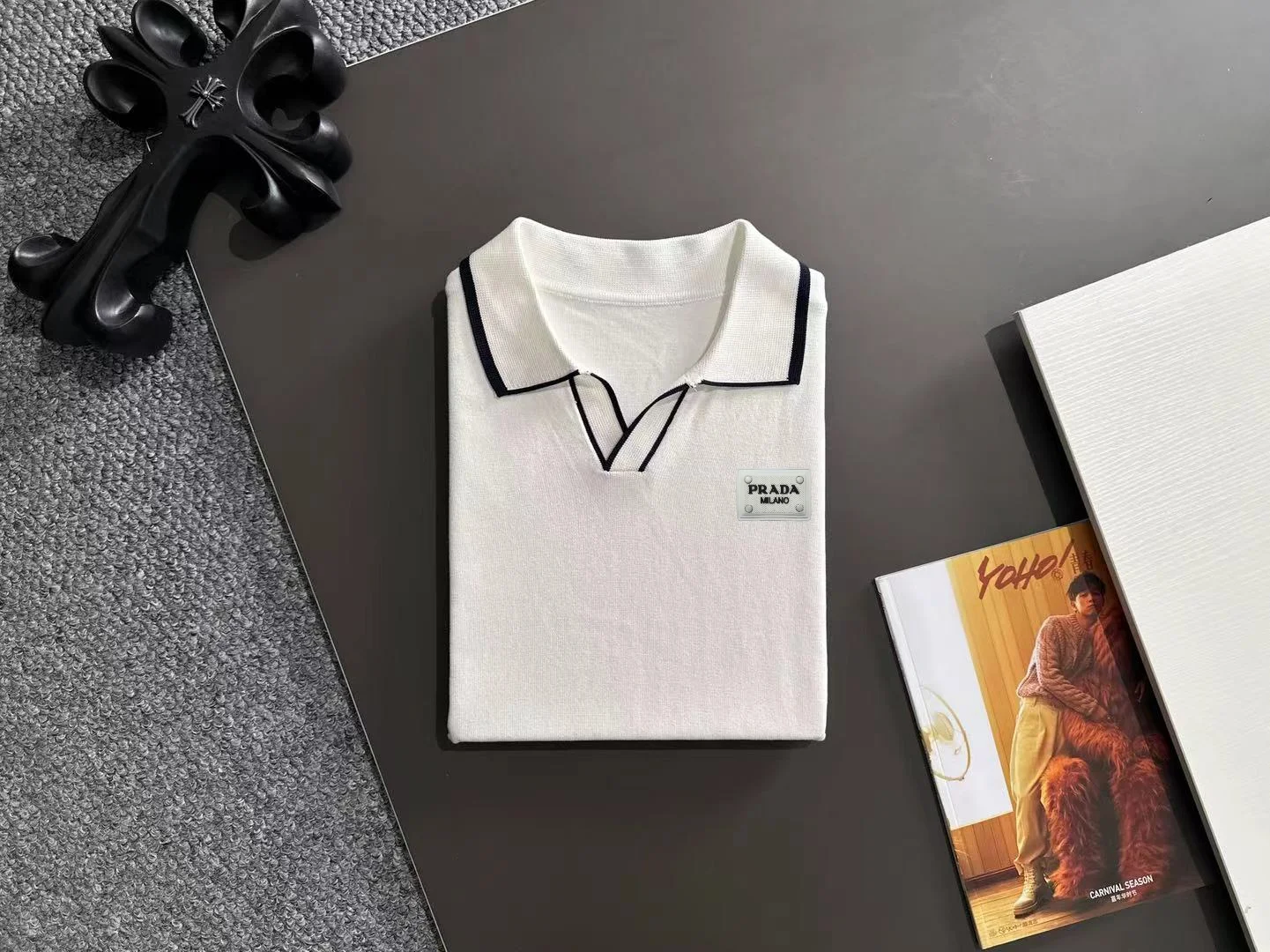 Contrast-Trim Knitted Polo Shirt D20014829 — view 8