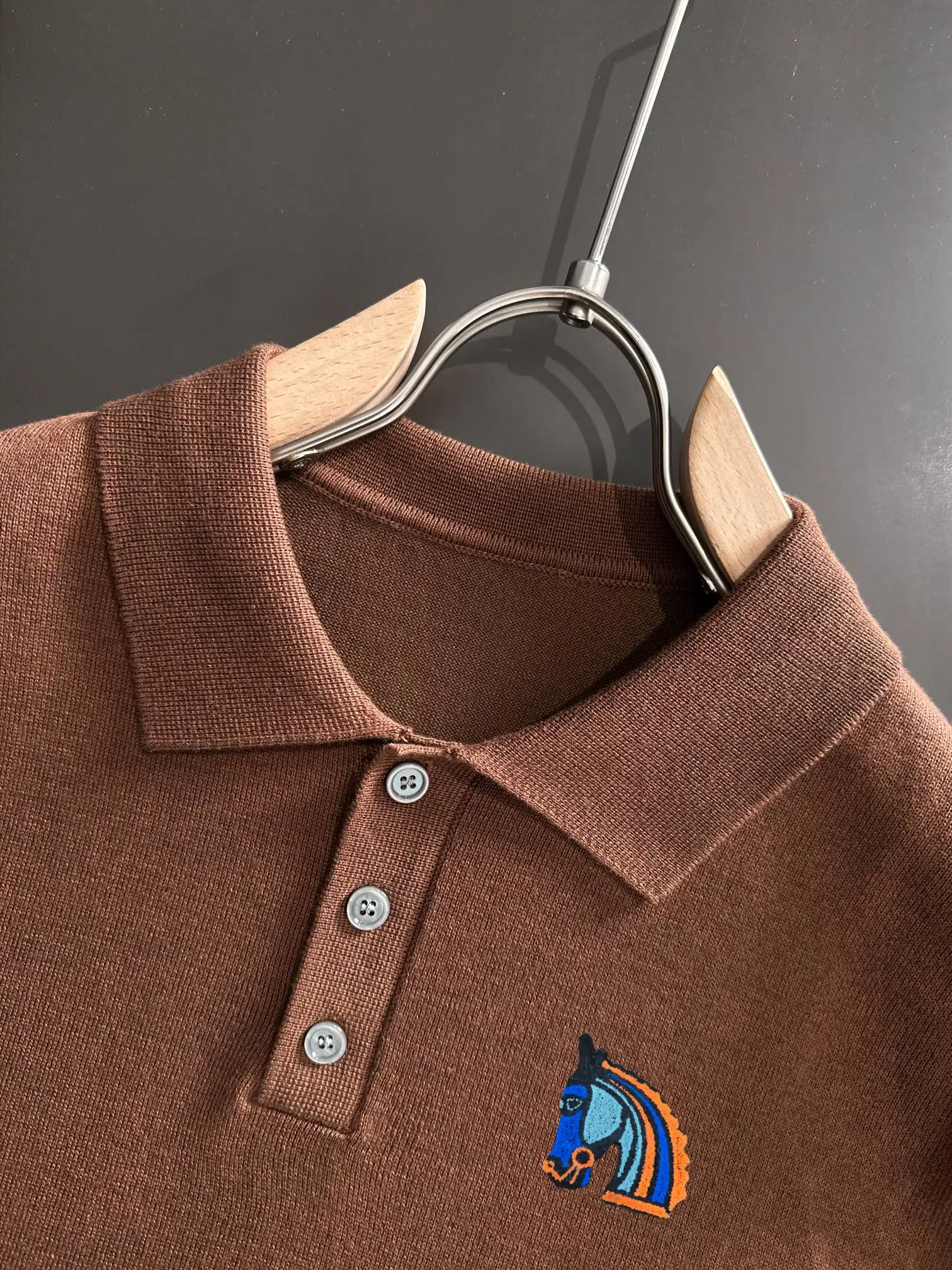 Contrast-Stitch Knit Polo Shirt D20014796 — view 3