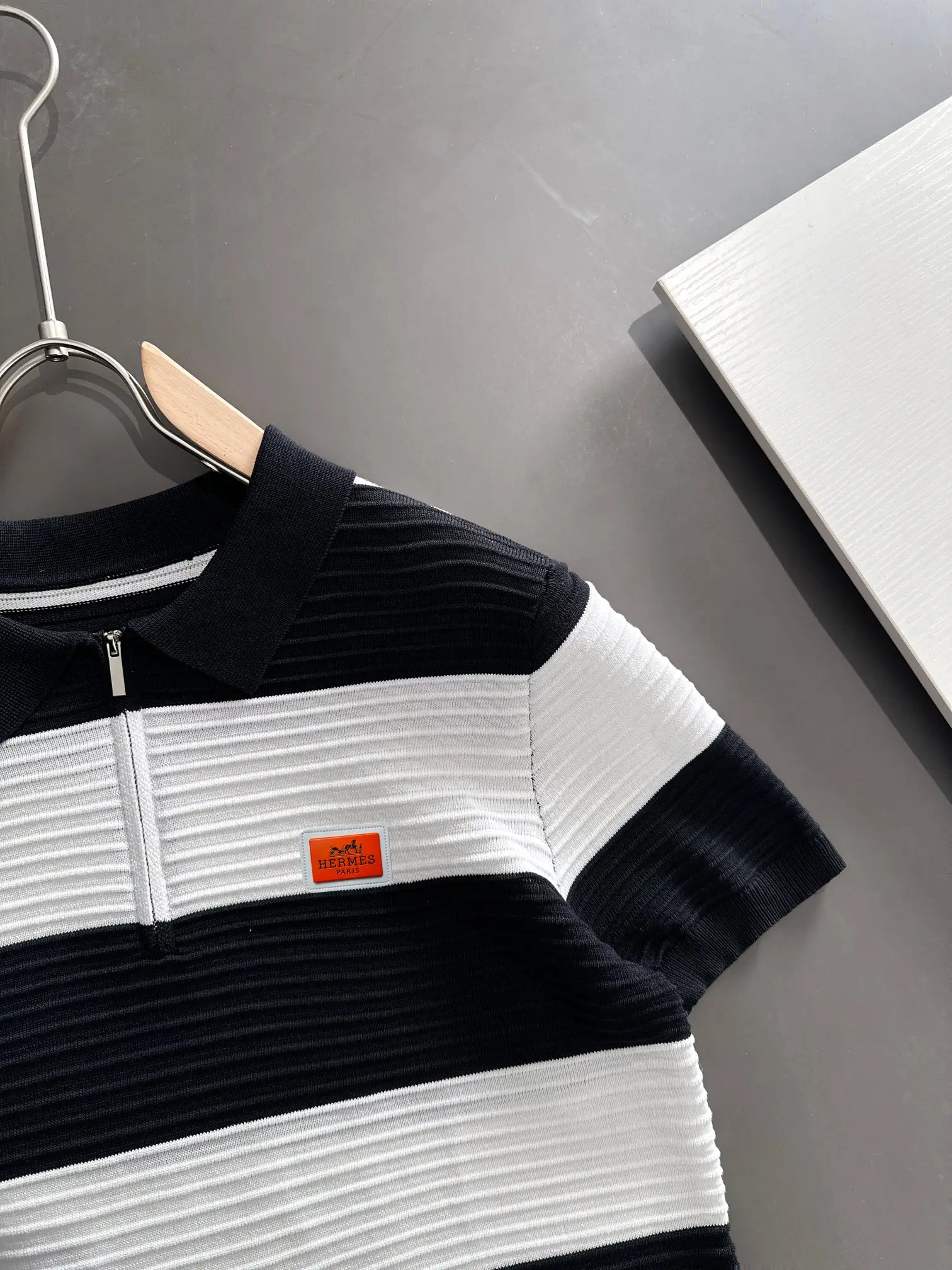 Striped Knit Half-Zip Polo Shirt D20014810 — view 2