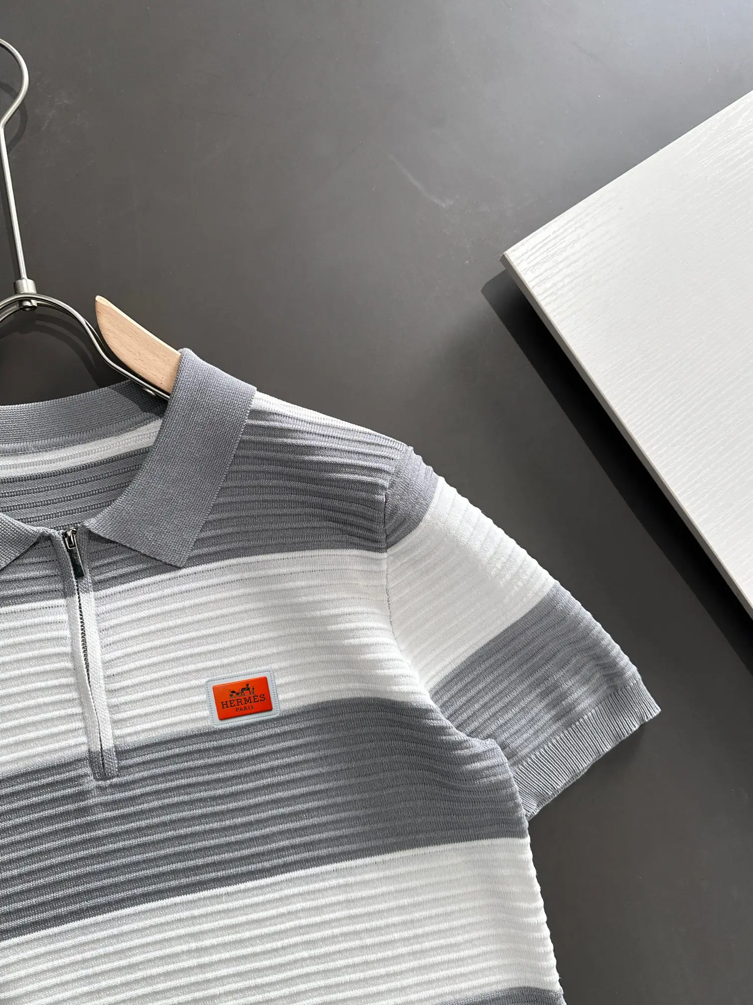 Striped Knit Half-Zip Polo Shirt D20014809 — view 2