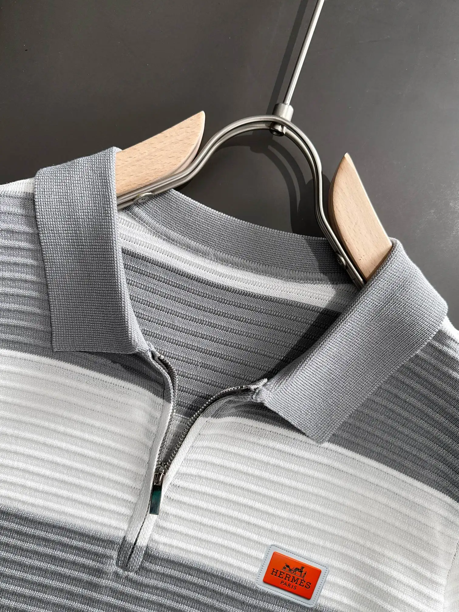 Striped Knit Half-Zip Polo Shirt D20014809 — view 3