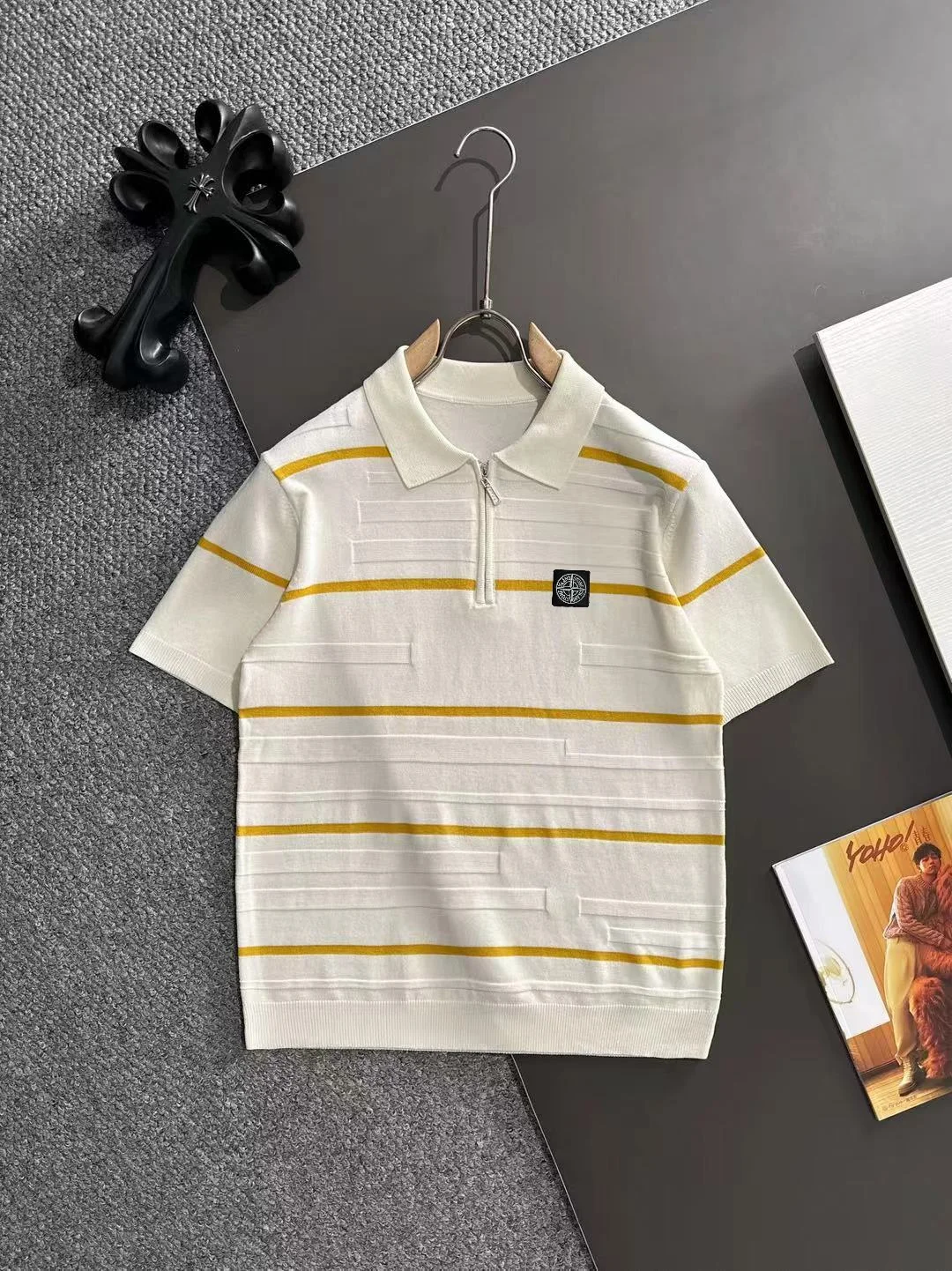 Striped Half-Zip Knit Polo Shirt D20014775
