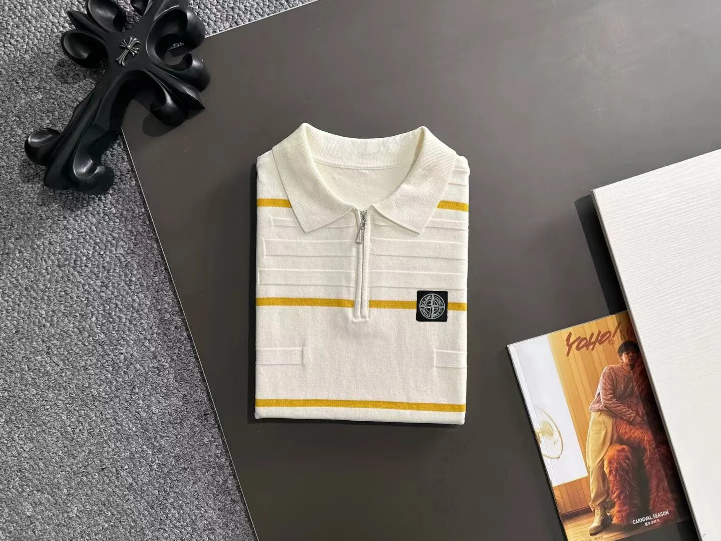 Striped Half-Zip Knit Polo Shirt D20014775 — view 8