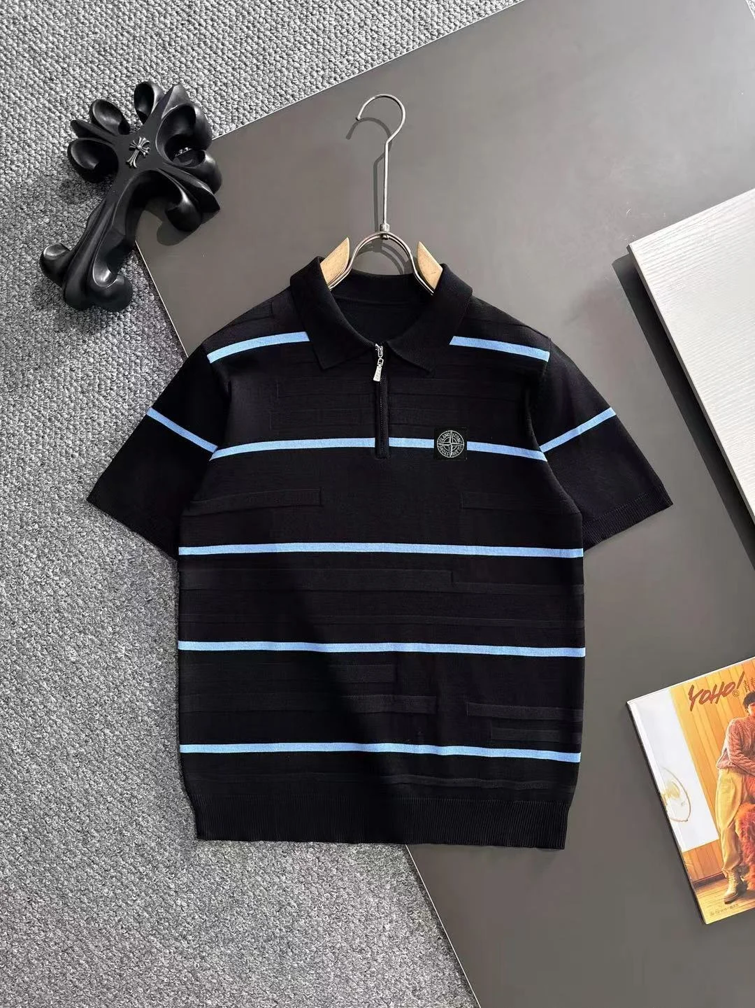 Striped Knit Half-Zip Polo Shirt D20014774