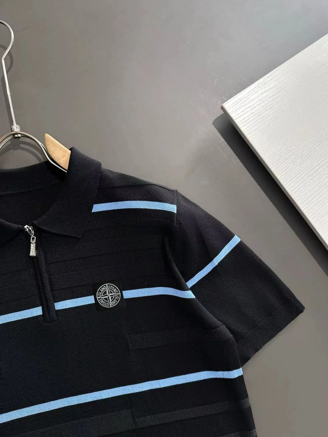 Striped Knit Half-Zip Polo Shirt D20014774 — view 2