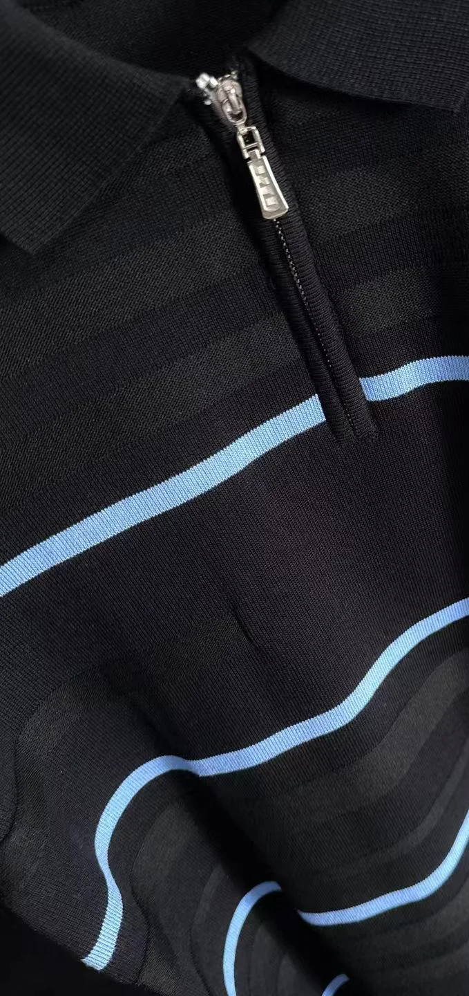 Striped Knit Half-Zip Polo Shirt D20014774 — view 7