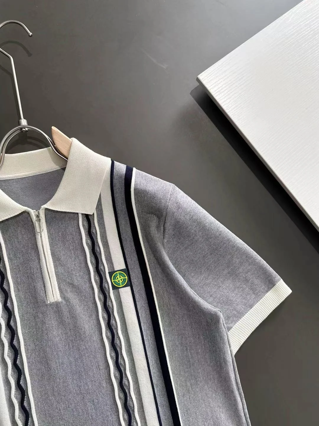 Striped Quarter-Zip Knit Polo Shirt D20014836 — view 2