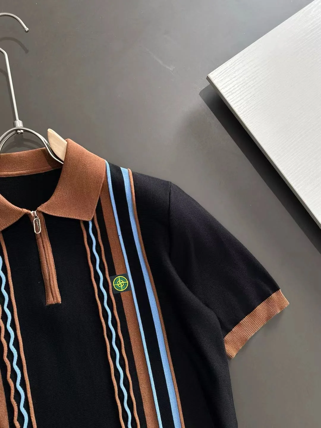 Striped Quarter-Zip Knit Polo Shirt D20014837 — view 2