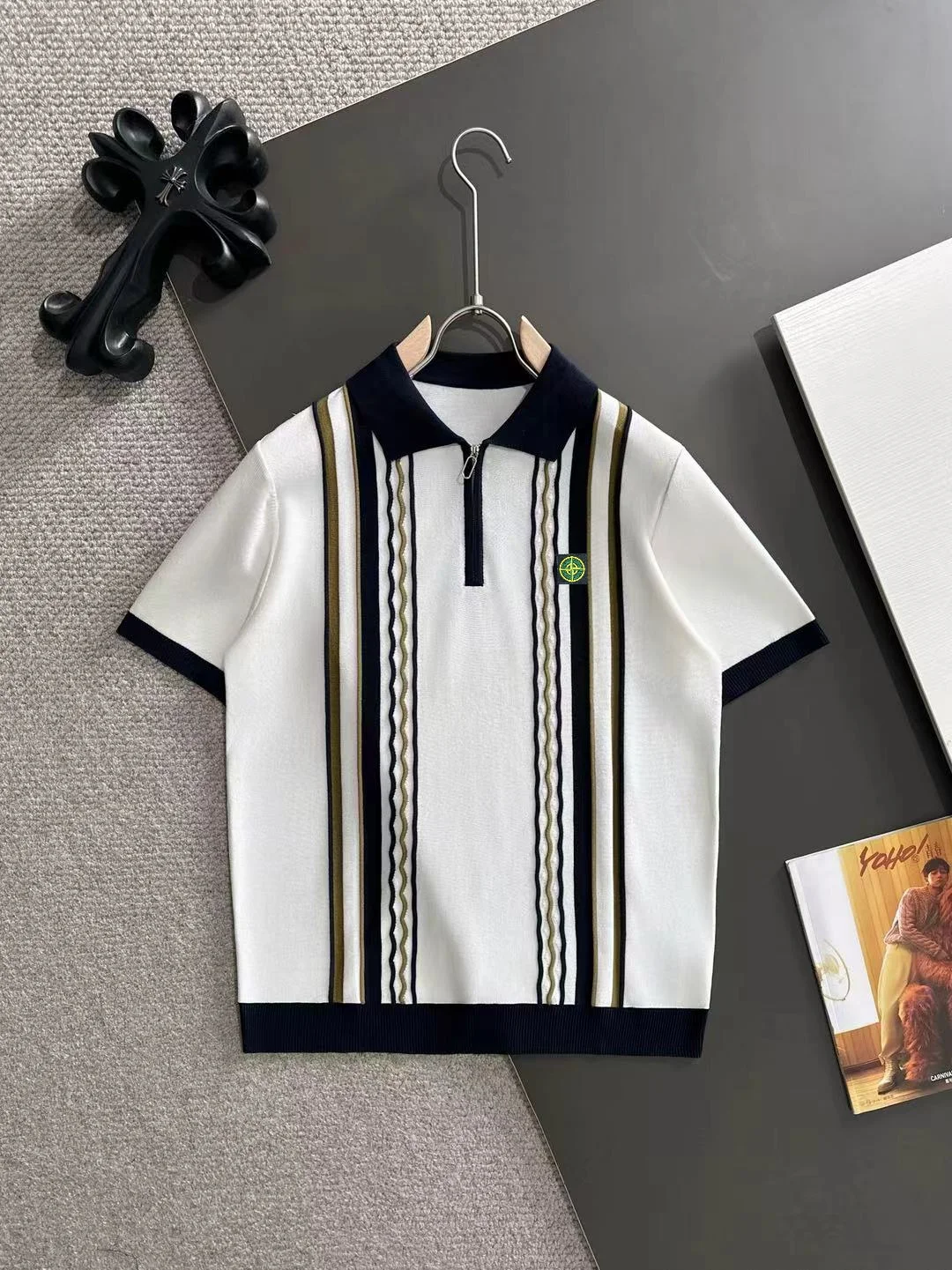 Striped Half-Zip Knit Polo Shirt D20014835