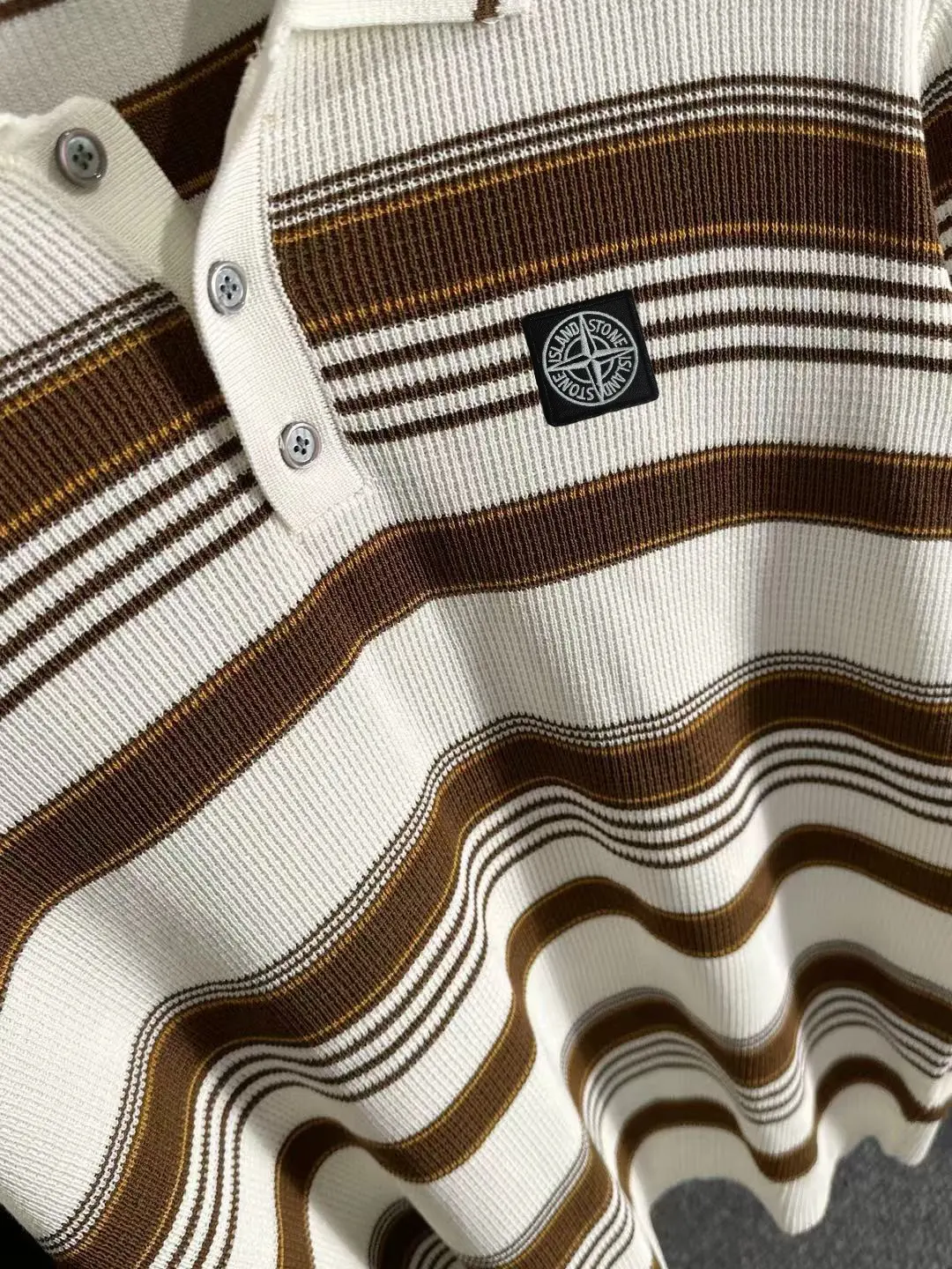 Striped Knit Short-Sleeve Polo Shirt D20014763 — view 7