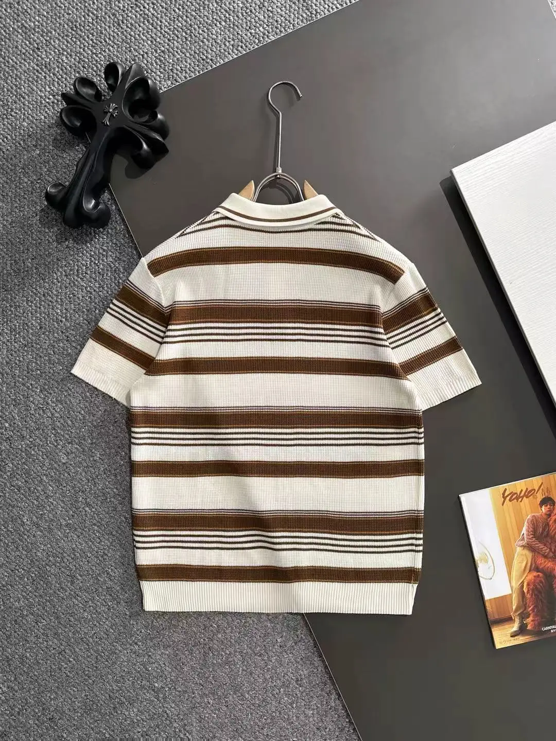 Striped Knit Short-Sleeve Polo Shirt D20014763 — view 9