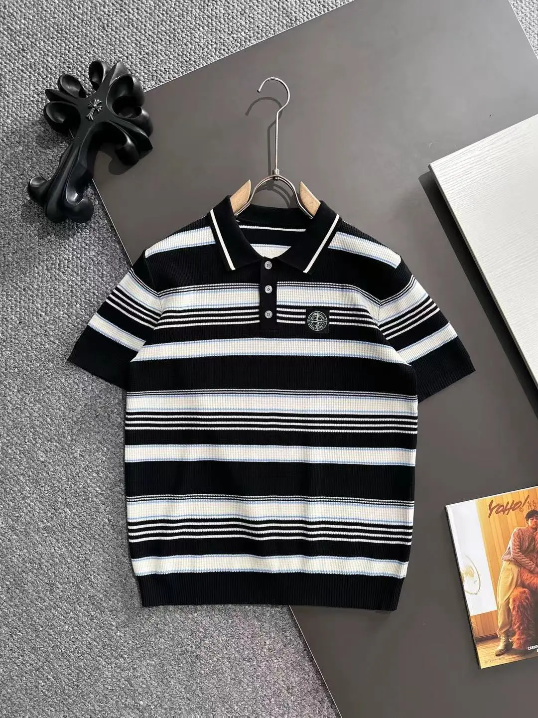 Striped Knit Polo Shirt D20014762