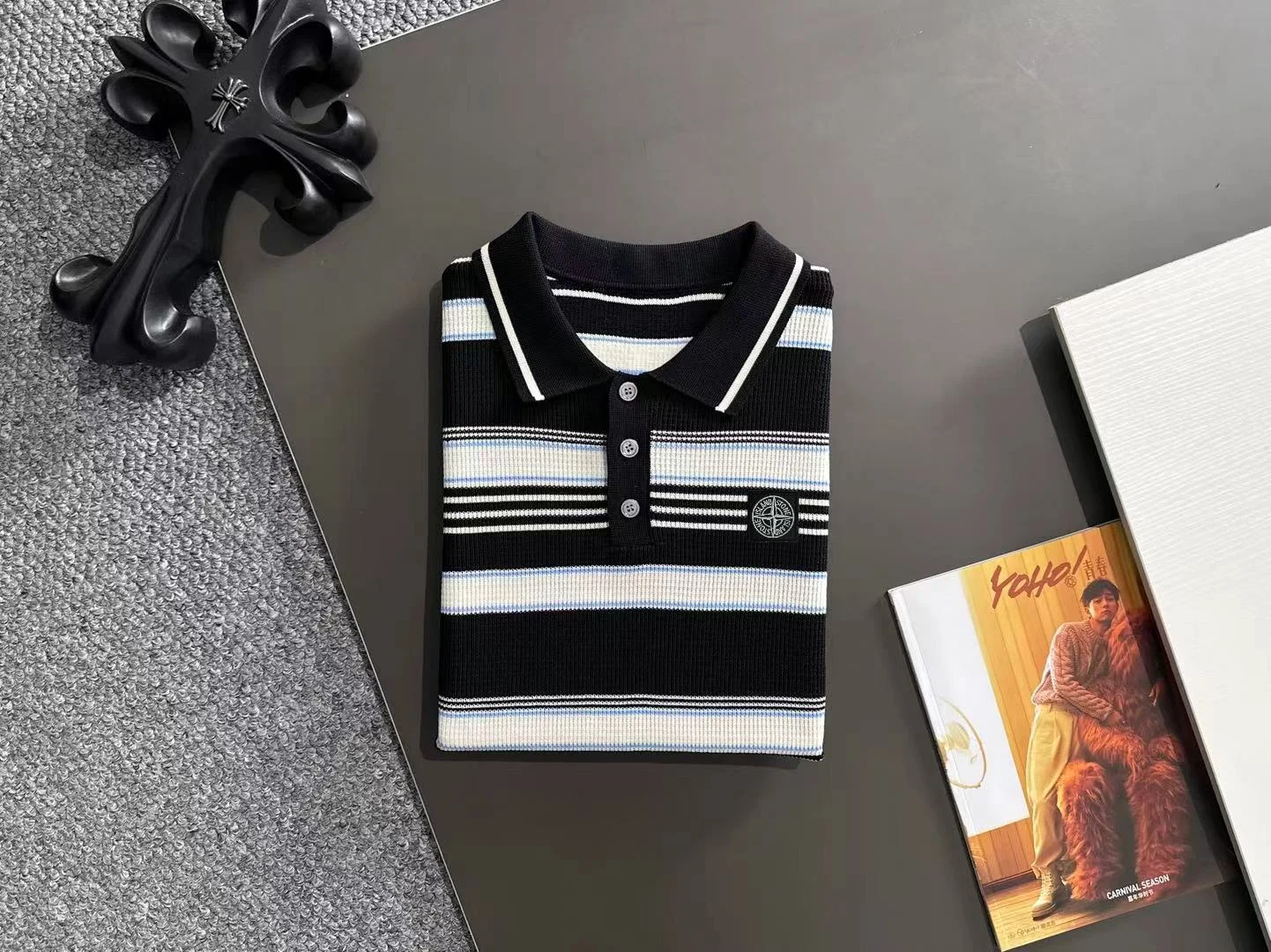 Striped Knit Polo Shirt D20014762 — view 8