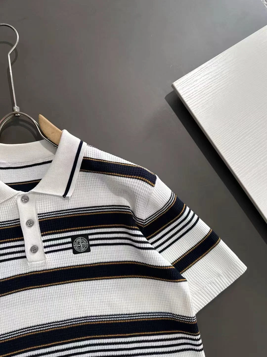 Striped Knit Cotton Polo Shirt D20014764 — view 2