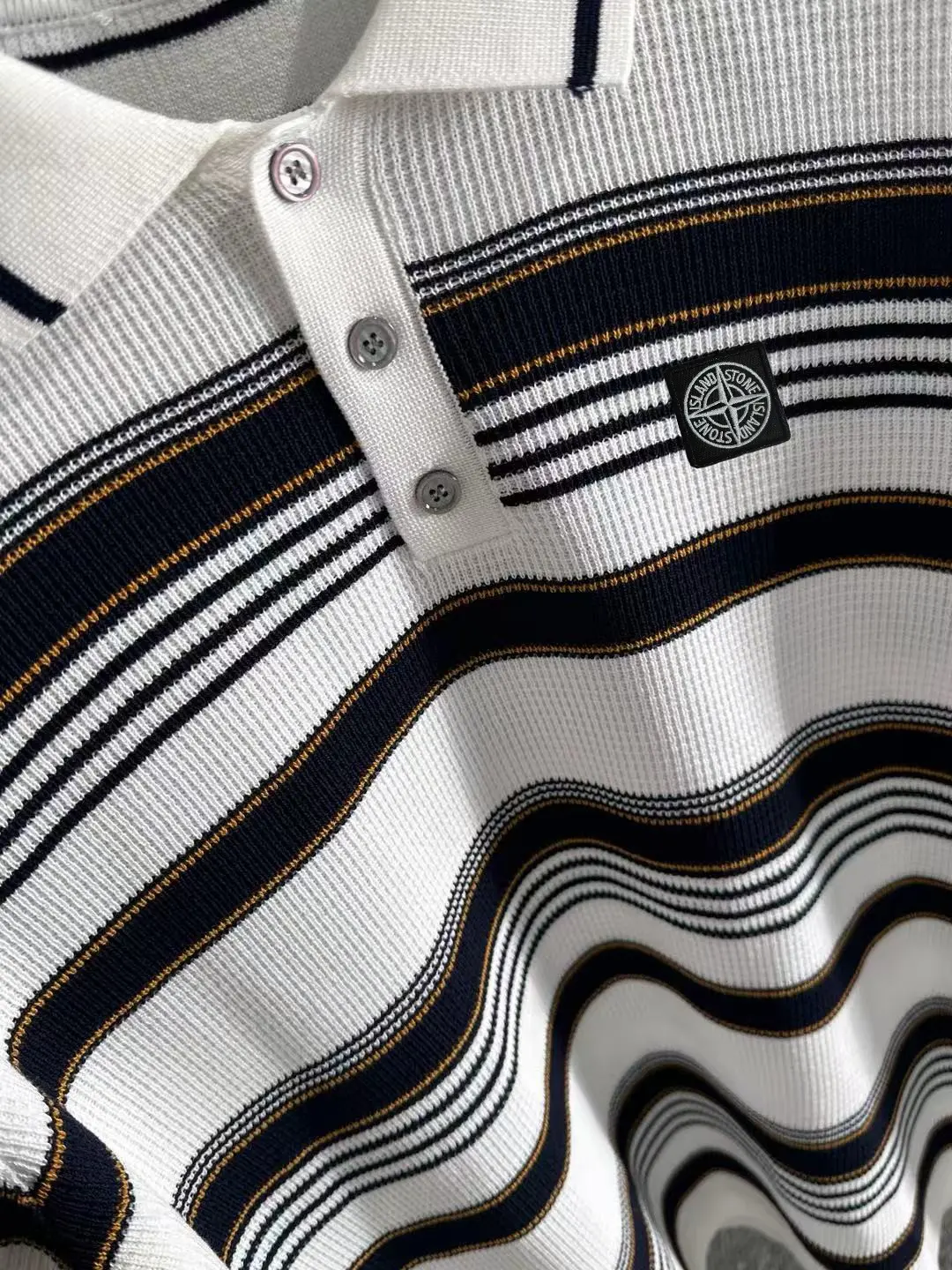 Striped Knit Cotton Polo Shirt D20014764 — view 7