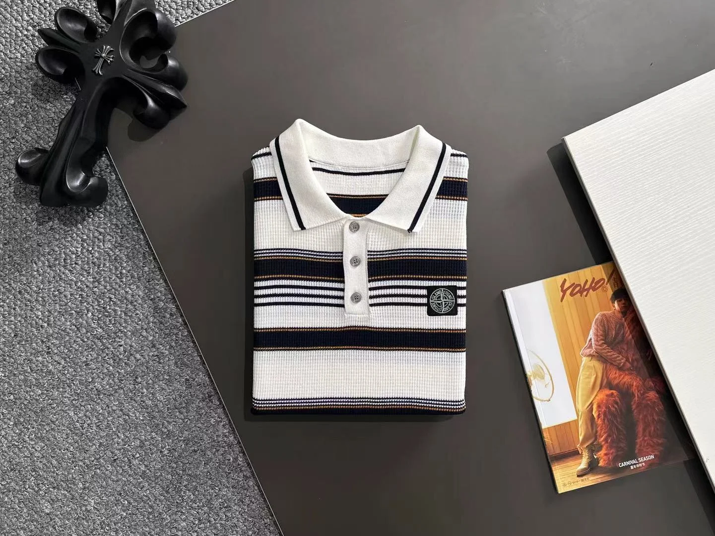 Striped Knit Cotton Polo Shirt D20014764 — view 8