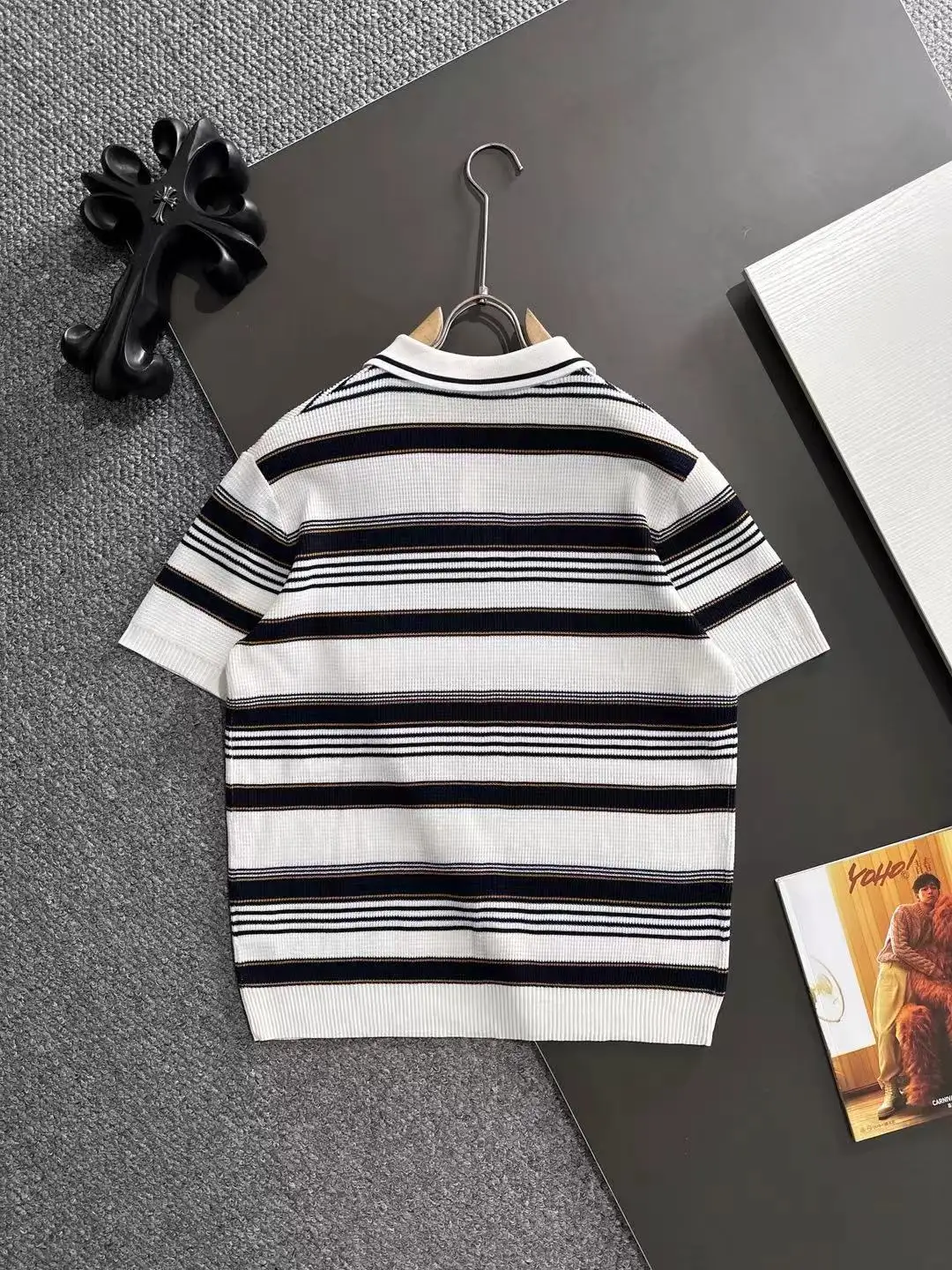 Striped Knit Cotton Polo Shirt D20014764 — view 9
