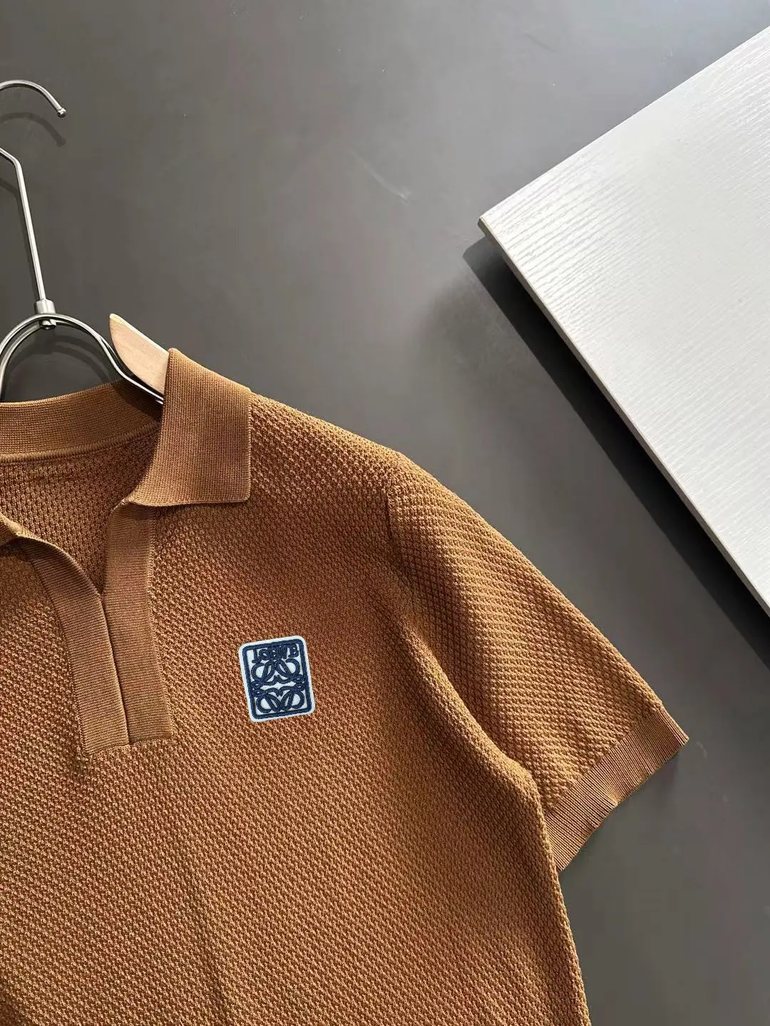Anagram Logo Waffle-Knit Polo Shirt D20014834 — view 2