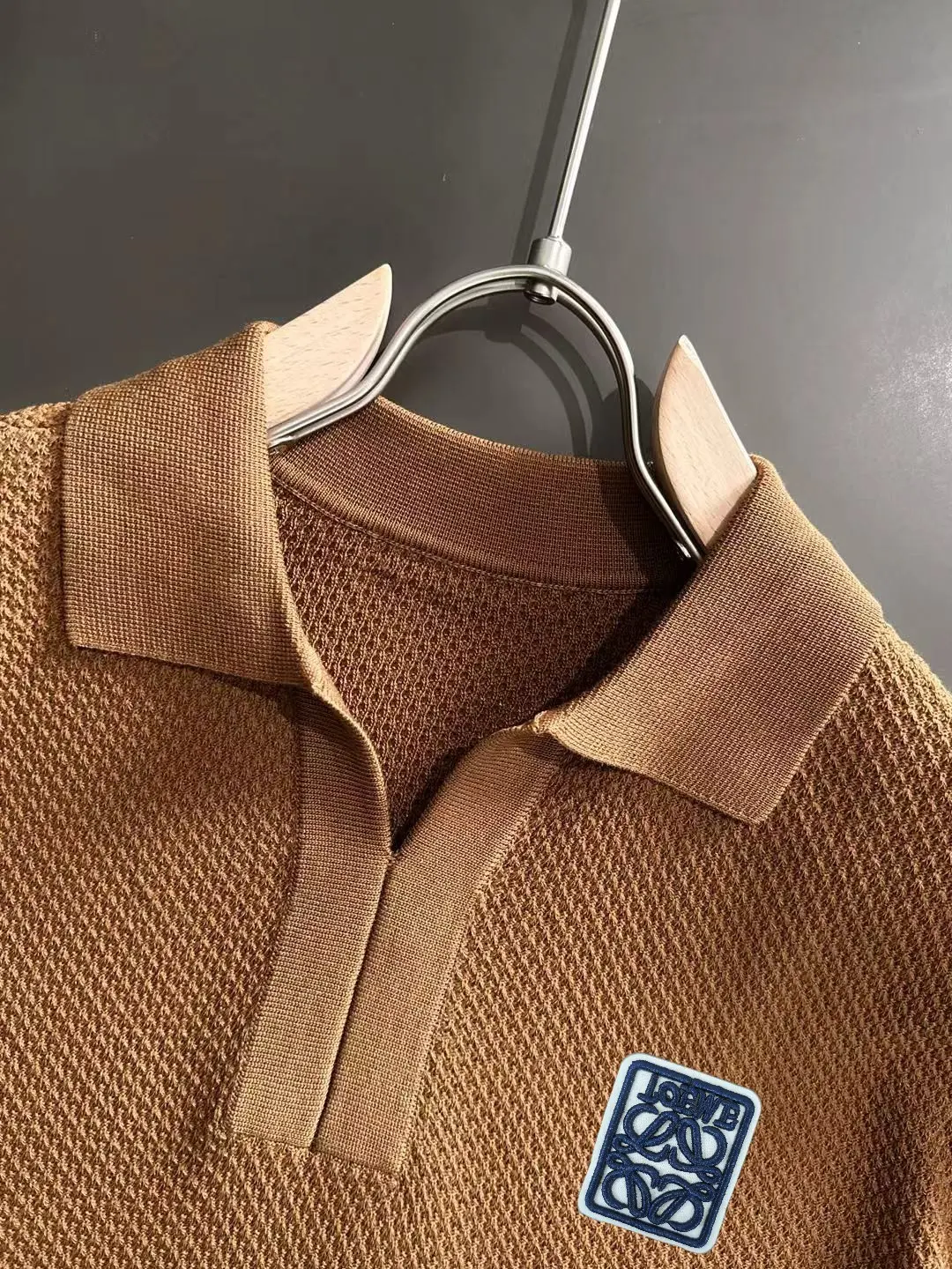 Anagram Logo Waffle-Knit Polo Shirt D20014834 — view 3