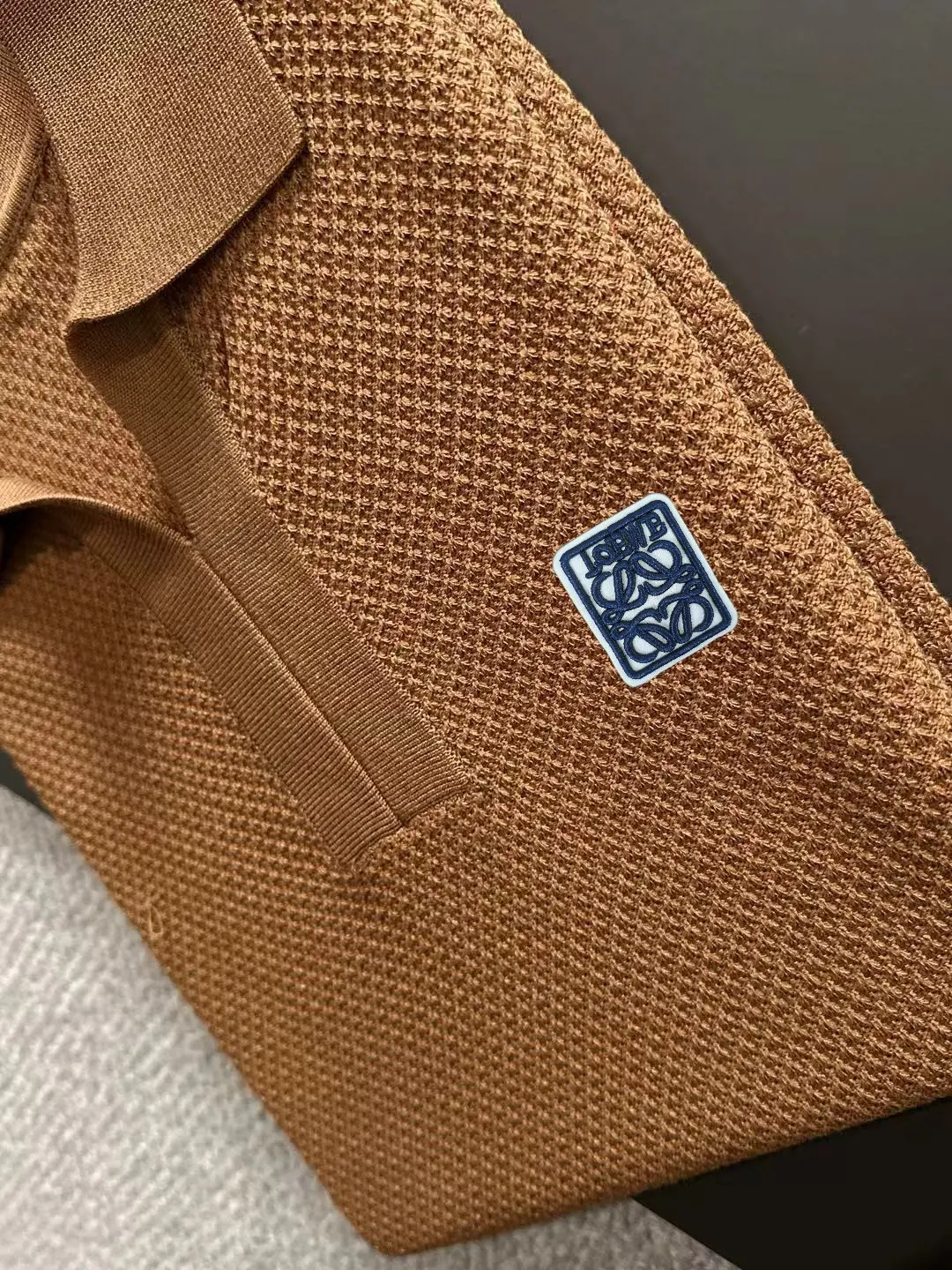 Anagram Logo Waffle-Knit Polo Shirt D20014834 — view 7