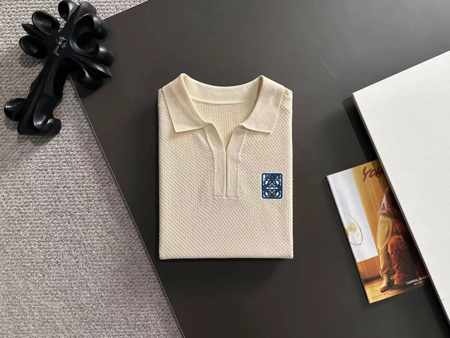 Waffle-Knit Cotton-Blend Polo Shirt D20014832 — view 8