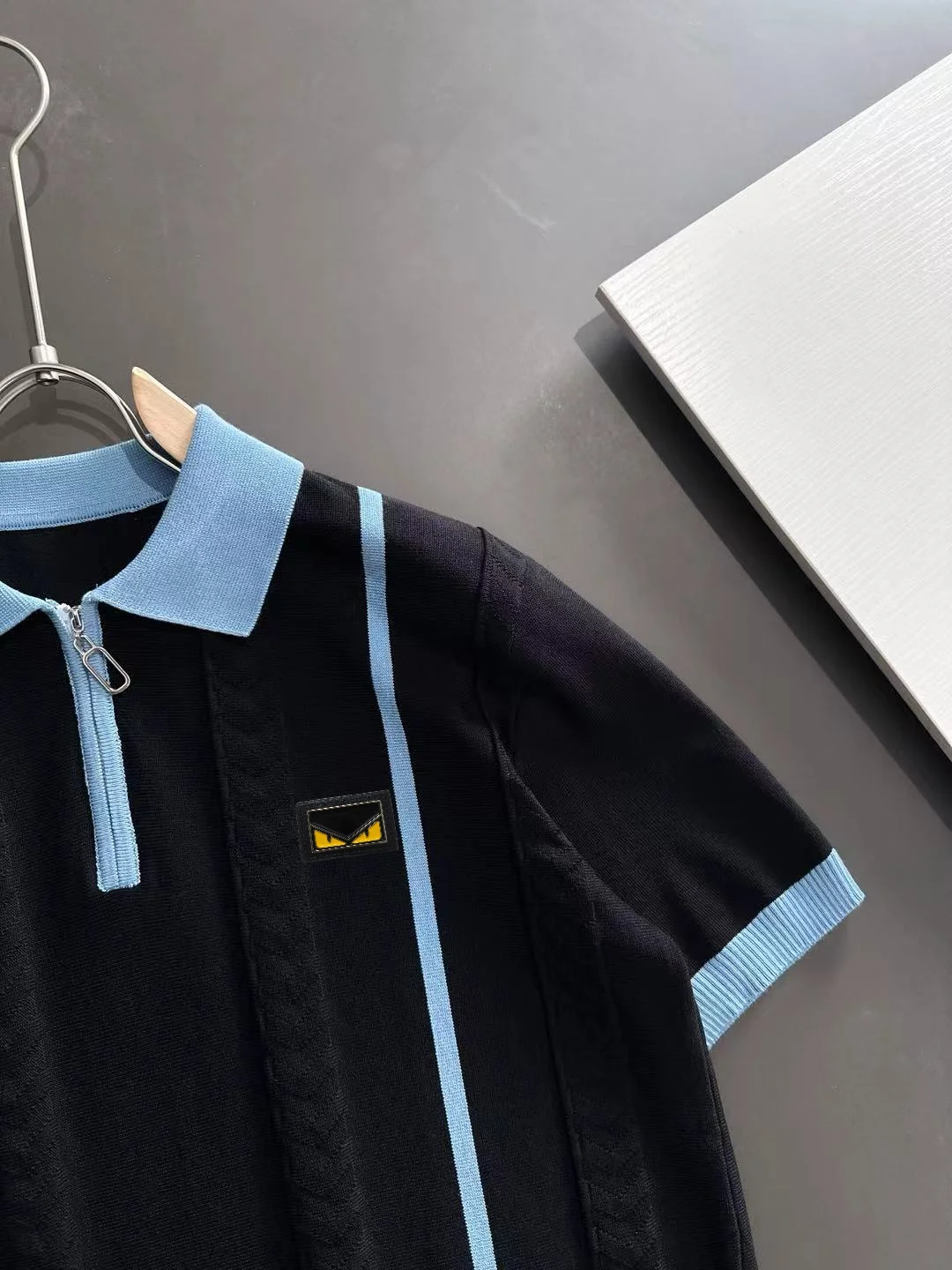 Contrast-Stripe Half-Zip Knit Polo Shirt D20014823 — view 2