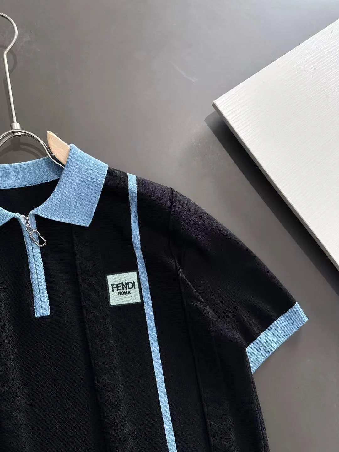 Contrast-Stripe Half-Zip Knit Polo Shirt D20014819 — view 2